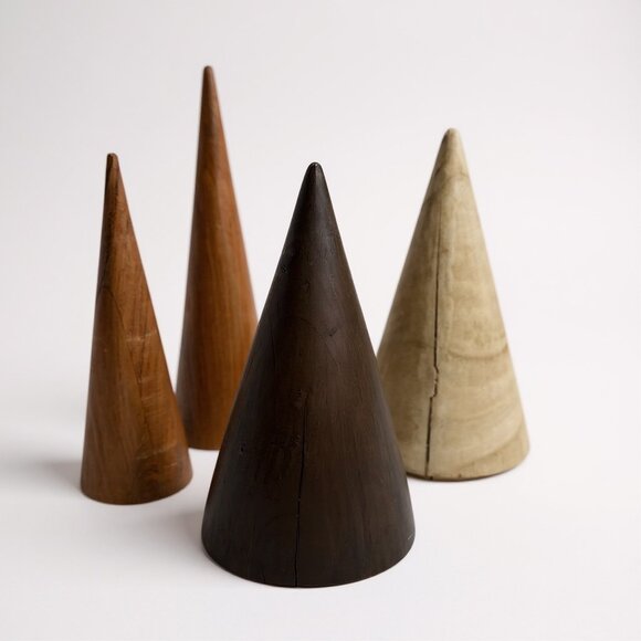 Artisan Carved Wood Cone – Dark Walnut Sculptural Tree, Arhaus 2021 - Picture 2 of 5